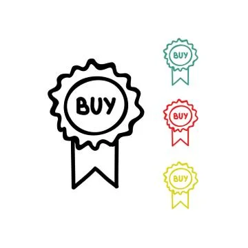 Buy label doodle icon, vector illustration Stock Illustration