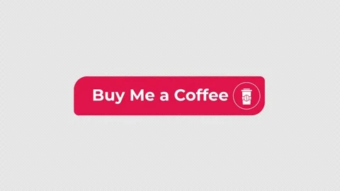 Buy me coffee interactive flat button with click animation Stock Footage 332272150