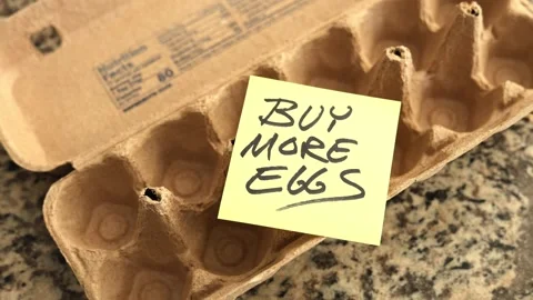 Buy More Eggs Note Reminder On Container Stock Footage 337142410