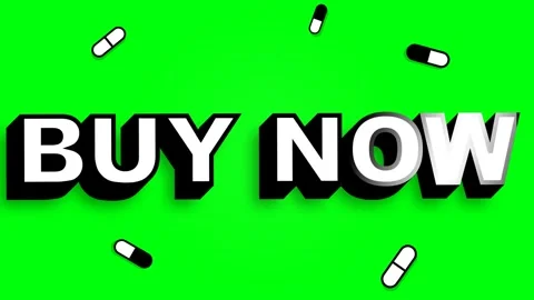 Buy Now Animated Text with Falling Medical Pills on Green Screen Stock Footage 336619587