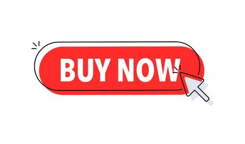 Buy now button with cursor. Pointer click. Vector web button. Stock Illustration