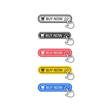 Buy now button icon. Click purchase symbol. Sign shop website element vector. Stock Illustration