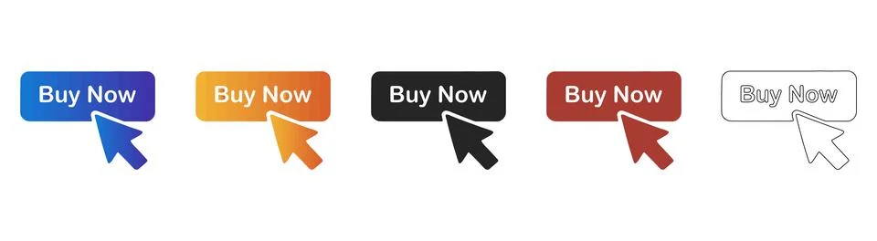 Buy now button icon with cursor for online e-commerce Stock Illustration