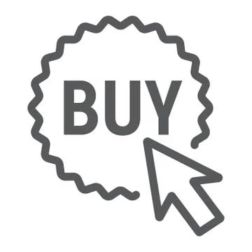 Buy now button line icon, e commerce Stock Illustration