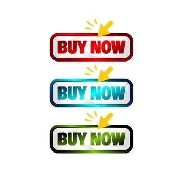 Buy now button stylish square button with click symbol signage Stock Illustration