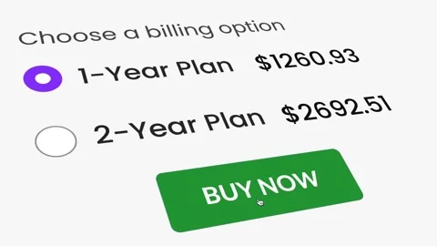 Buy now button with a subscription plan cost rising web animation 4K video Stock Footage 340628357