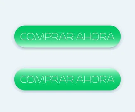 Buy now button, text in spanish, green version, vector illustration Illustrazione stock