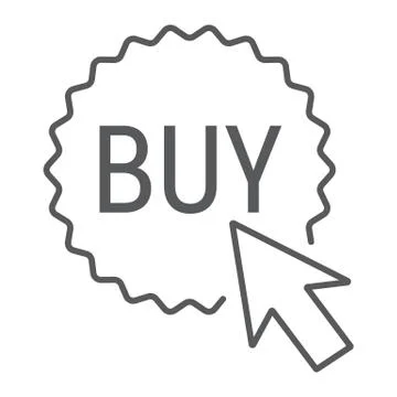 Buy now button thin line icon, e commerce Illustrazione stock