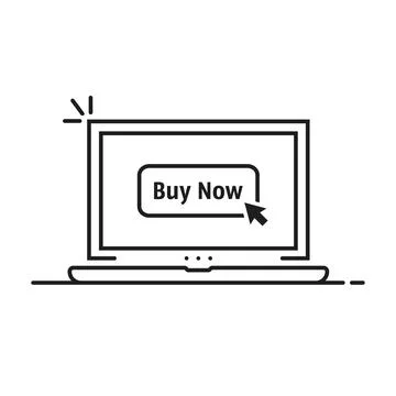 Buy now button in thin line laptop Stock Illustration