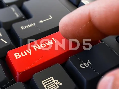 Buy Now Concept. Person Click Keyboard Button Stock Photos