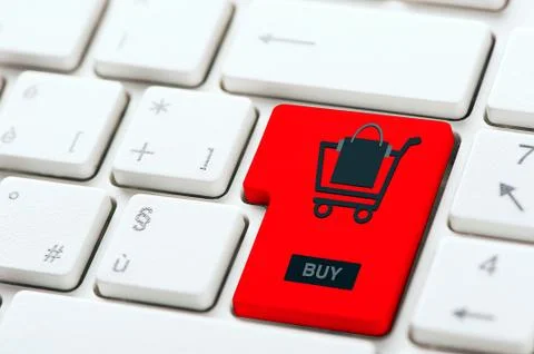 Buy now concepts, with message on computer keyboard Stock Photos