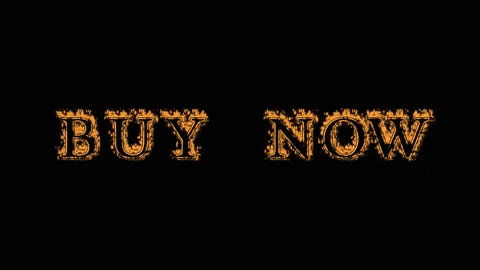 Buy Now fire text effect black background Stock Footage 136246069