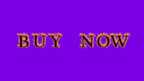 Buy Now fire text effect violet background Stock Footage 136246077