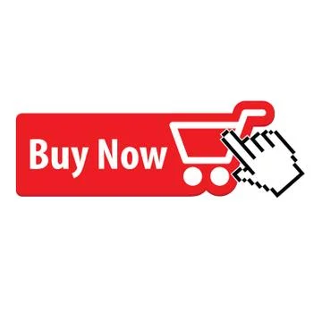 Buy now red button. website element. online shop icon, shopping cart icon Stock Illustration