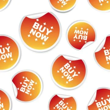 Buy now sticker seamless pattern background icon. Business flat vector illust Illustrazione stock