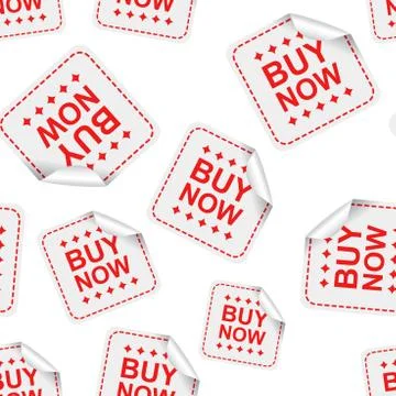 Buy now sticker seamless pattern background icon. Business flat vector illust Illustrazione stock