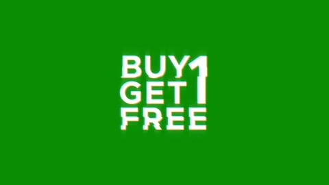 Buy one get one free glitch Graphic vintage twitched text effect 4k animation Stock Footage 312971956