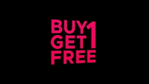 Buy one get one free 3D text looped animation word on super discount offer Stock Footage 313657100