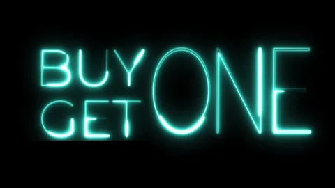 Buy one get one text neon animation Stock Footage 287405923