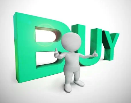 Buy online button concept icon for purchasing over the web - 3d Ilustração Stock