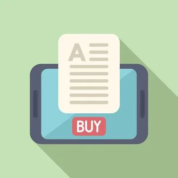 Buy online document icon flat vector. Based library Illustrazione stock