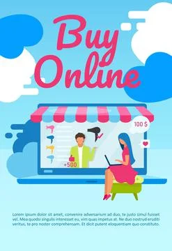 Buy online poster vector template 스톡 일러스트