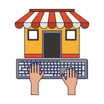 Buy online in store from computer Stock-Illustration