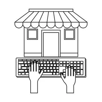 Buy online in store from computer Stock-Illustration