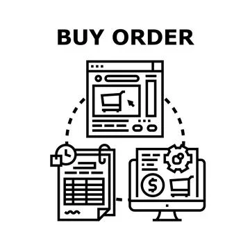 Buy order concept presenting online shopping transaction process Stock Illustration