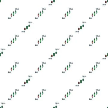 Buy Sell Candlestick Chart vector Trading colored seamless pattern Stock Illustration