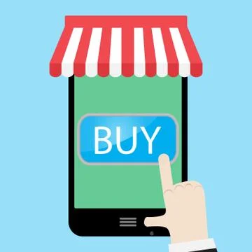 Buy using a smartphone Stock Illustration