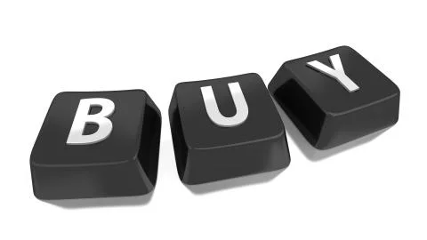 Buy written in white on black computer keys. 3d illustration. isolated backgr Stock Illustration