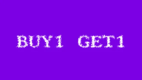 Buy1 Get1 cloud text effect violet isolated background Stock Footage 138722294