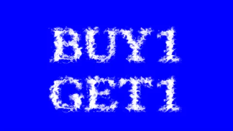 Buy1 Get1 cloud text effect blue isolated background Stock Footage 139640777
