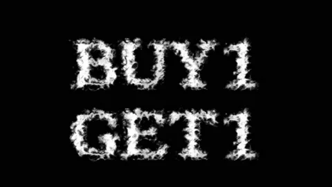 Buy1 Get1 cloud text effect black isolated background Stock Footage 139640791
