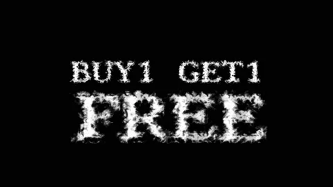 Buy1 Get1 Free cloud text effect black isolated background Stock Footage 139641308