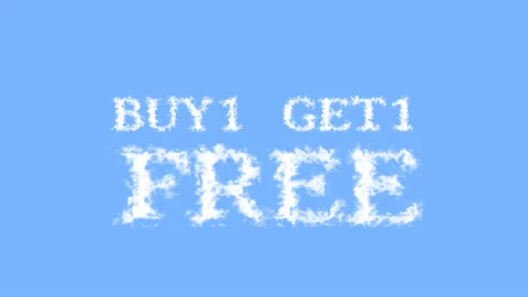Buy1 Get1 Free cloud text effect sky isolated background Stock Footage 139641323