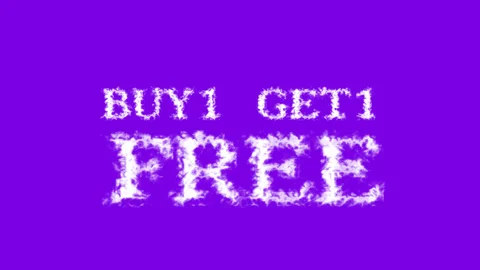 Buy1 Get1 Free cloud text effect violet isolated background Stock Footage 139641329