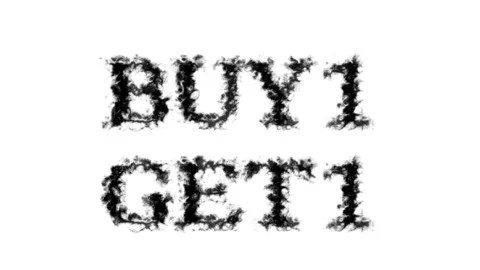 Buy1 Get1 smoke text effect white isolated background Stock Footage 139632760
