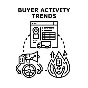 Buyer activity trends vector concept illustration Stock Illustration