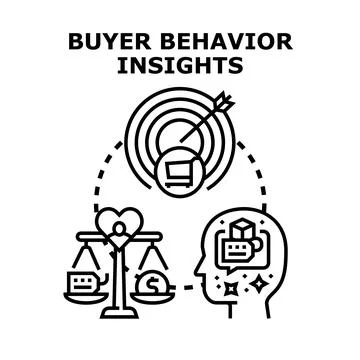 Buyer behavior insights studying purchase choices and motivation Stock Illustration