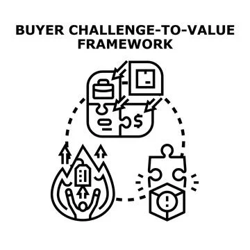 Buyer challenge to value framework concept Illustrazione stock