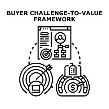 Buyer challenge to value framework concept illustration Stock Illustration