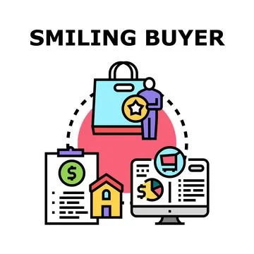 Buyer client purchasing happy customer shopping concept Stock Illustration