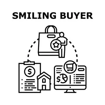 Buyer client purchasing happy customer shopping concept Stock Illustration