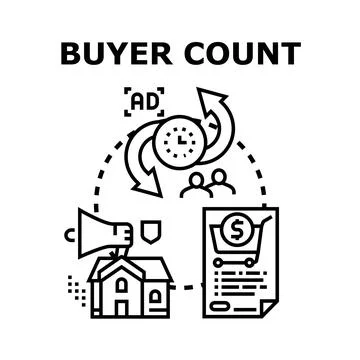 Buyer count metrics analyzing customer acquisition process Ilustración de archivo