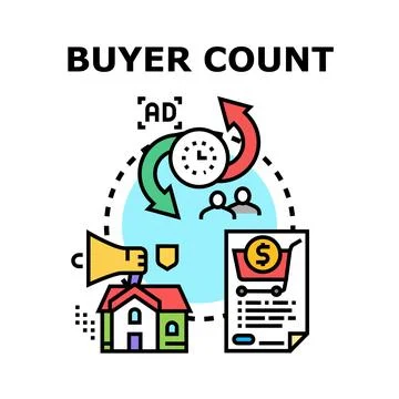 Buyer count metrics analyzing customer acquisition process Ilustración de archivo