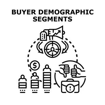 Buyer demographic segments exploring consumer audience targeting Stock Illustration