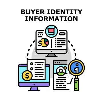 Buyer identity information processing and customer data research Stockillustratie