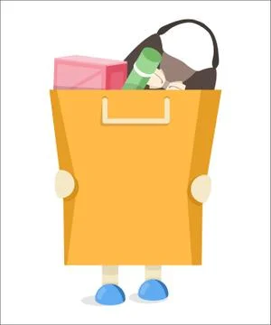 The buyer to keep a package with purchases. Flat vector illustration. Stock Illustration